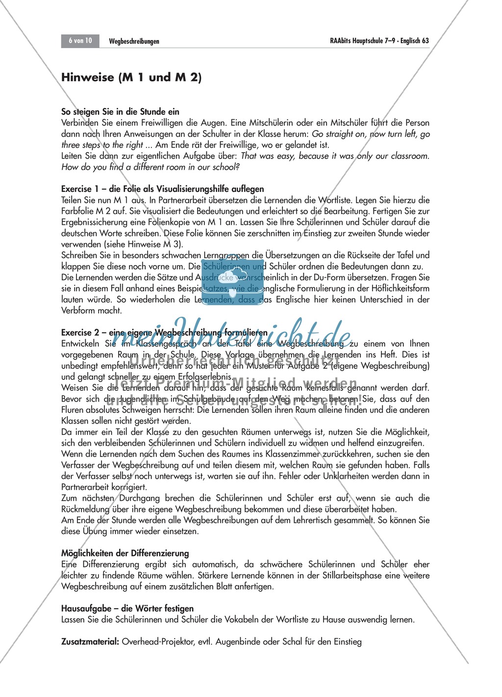 Useful phrases for giving directions and independent description of the way to a
