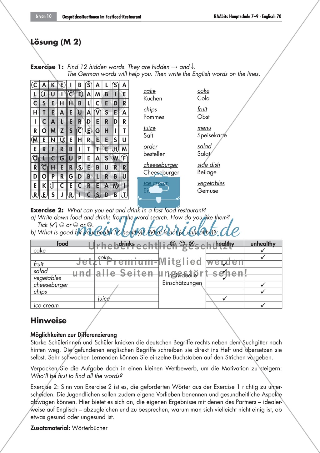 Kreuzworträtsel zum Thema