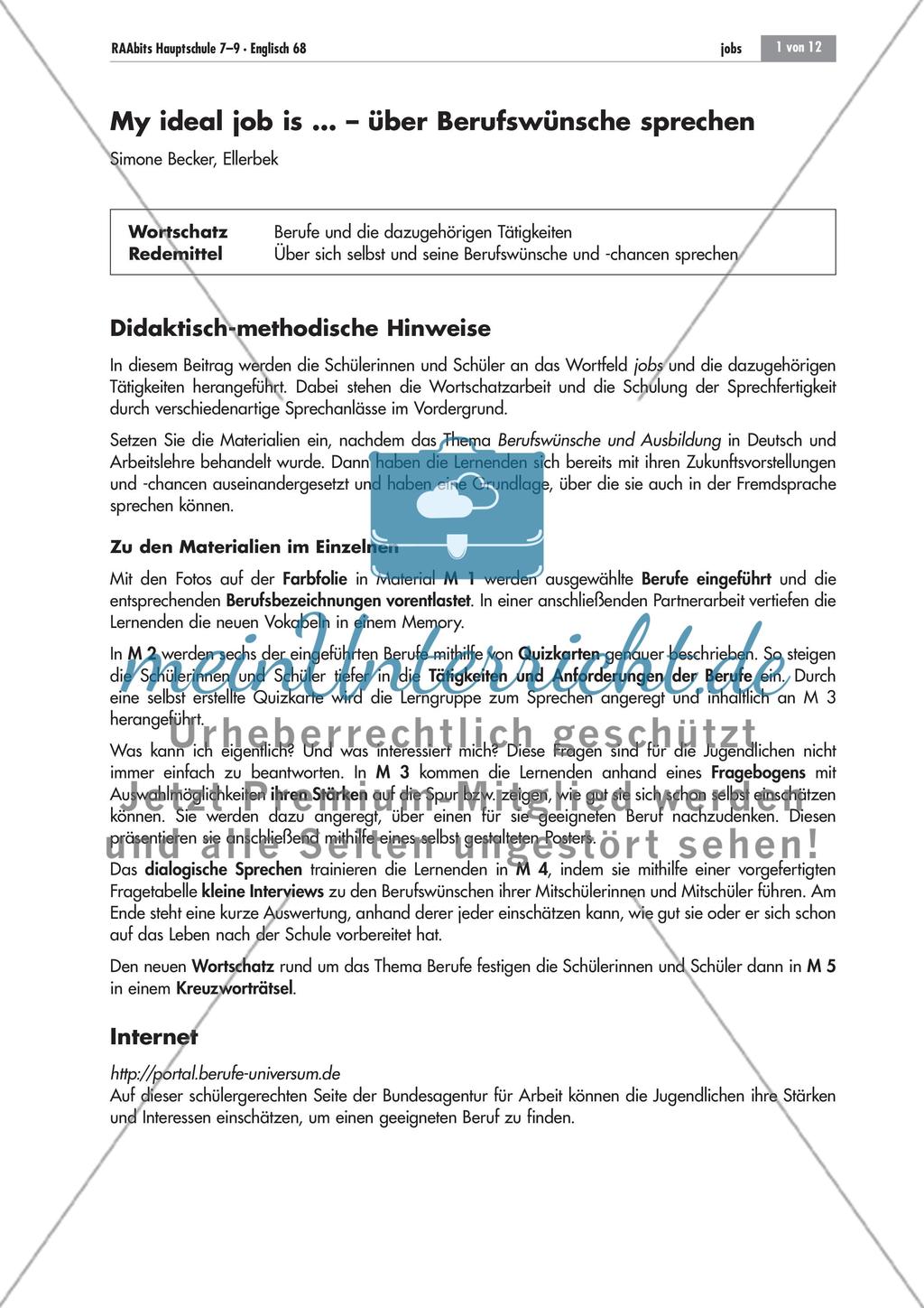 My ideal job is … – über Berufswünsche sprechen Preview 1