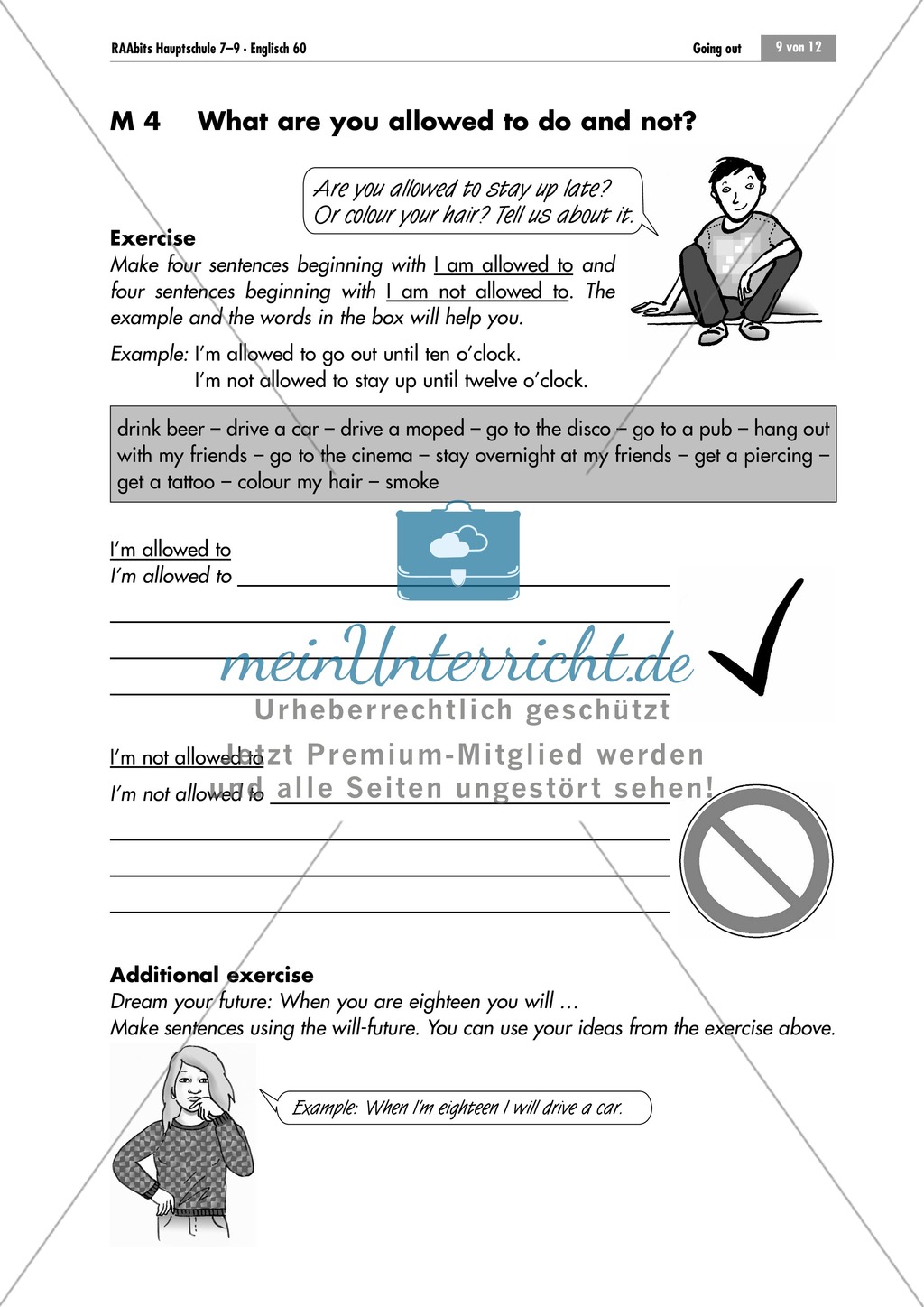 Restraints and permissions: writing task on personal experiences Preview 1