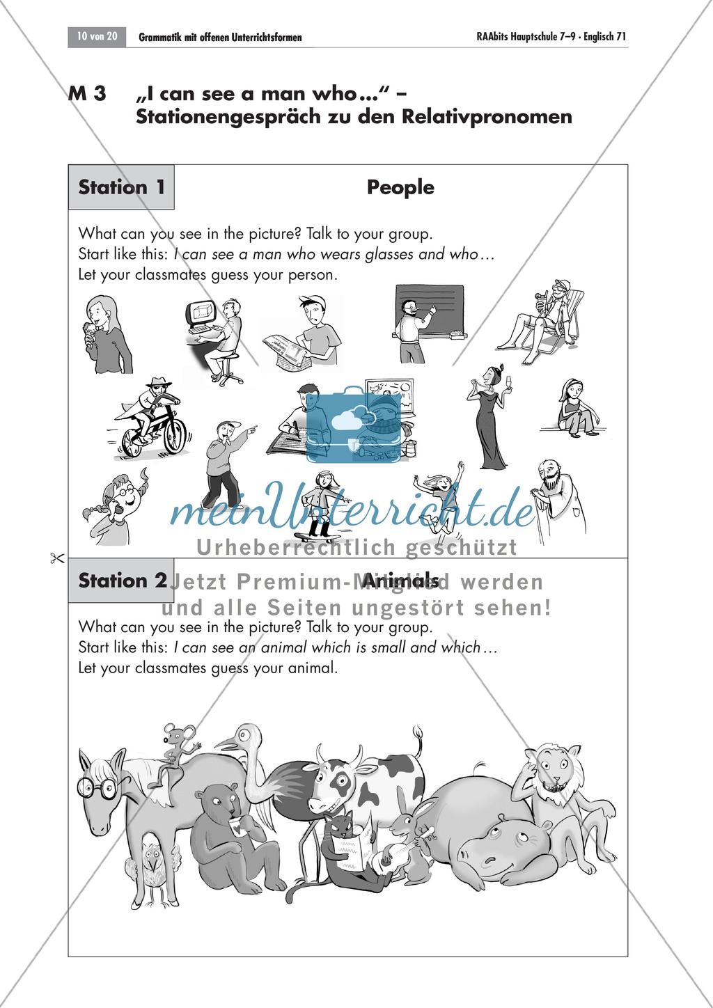 Stationengespräch zu den Relativpronomen Preview 1