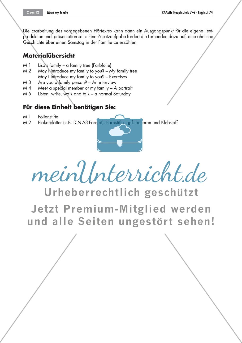 Meet my family! – Wir stellen unsere Familien vor und üben das freie Sprechen Preview 2
