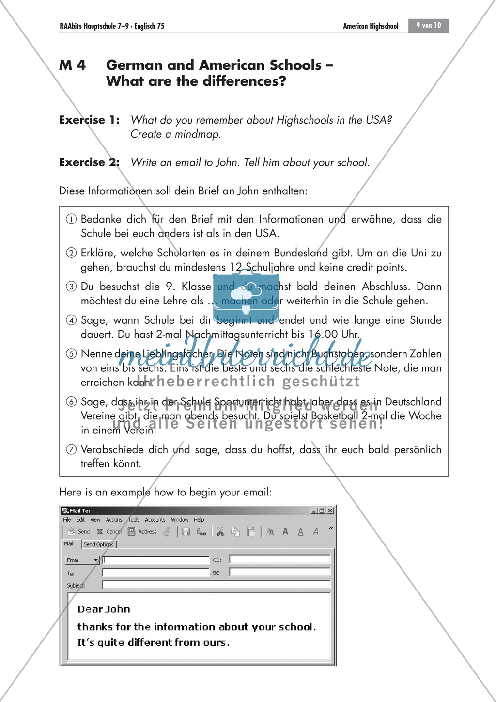 American High School: getting to know the system and comparing it to Germany; worksheets and explanations Preview 3