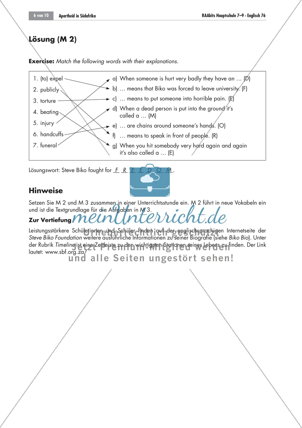 Apartheid South Africa: Steve Biko's story; worksheets and explanations Preview 2