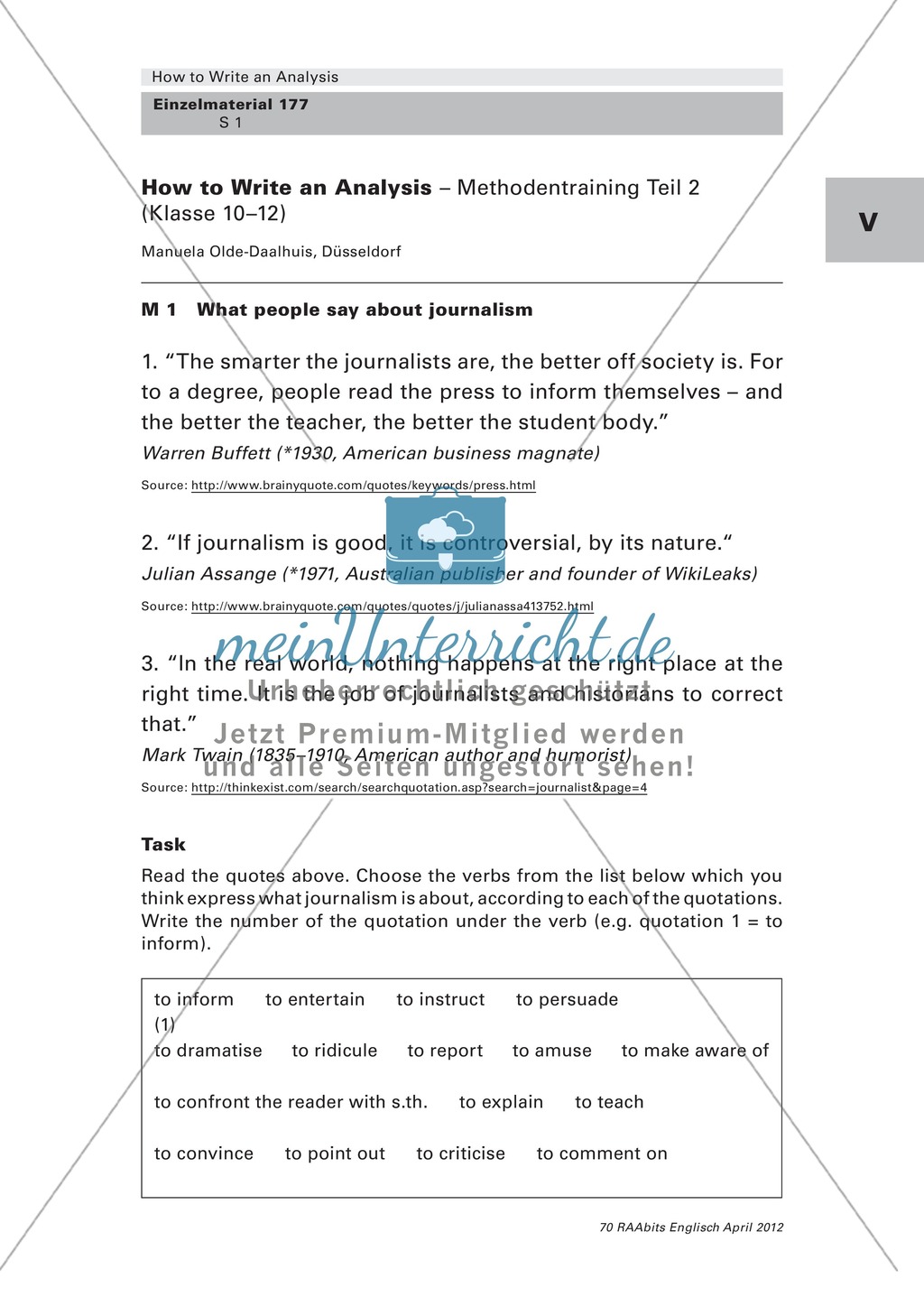 Quotations on journalism and information on journalistic text types Preview 1