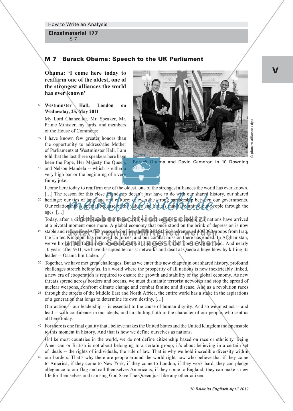 Barack Obama's speech to the UK parliament: linguistic analysis Preview 1