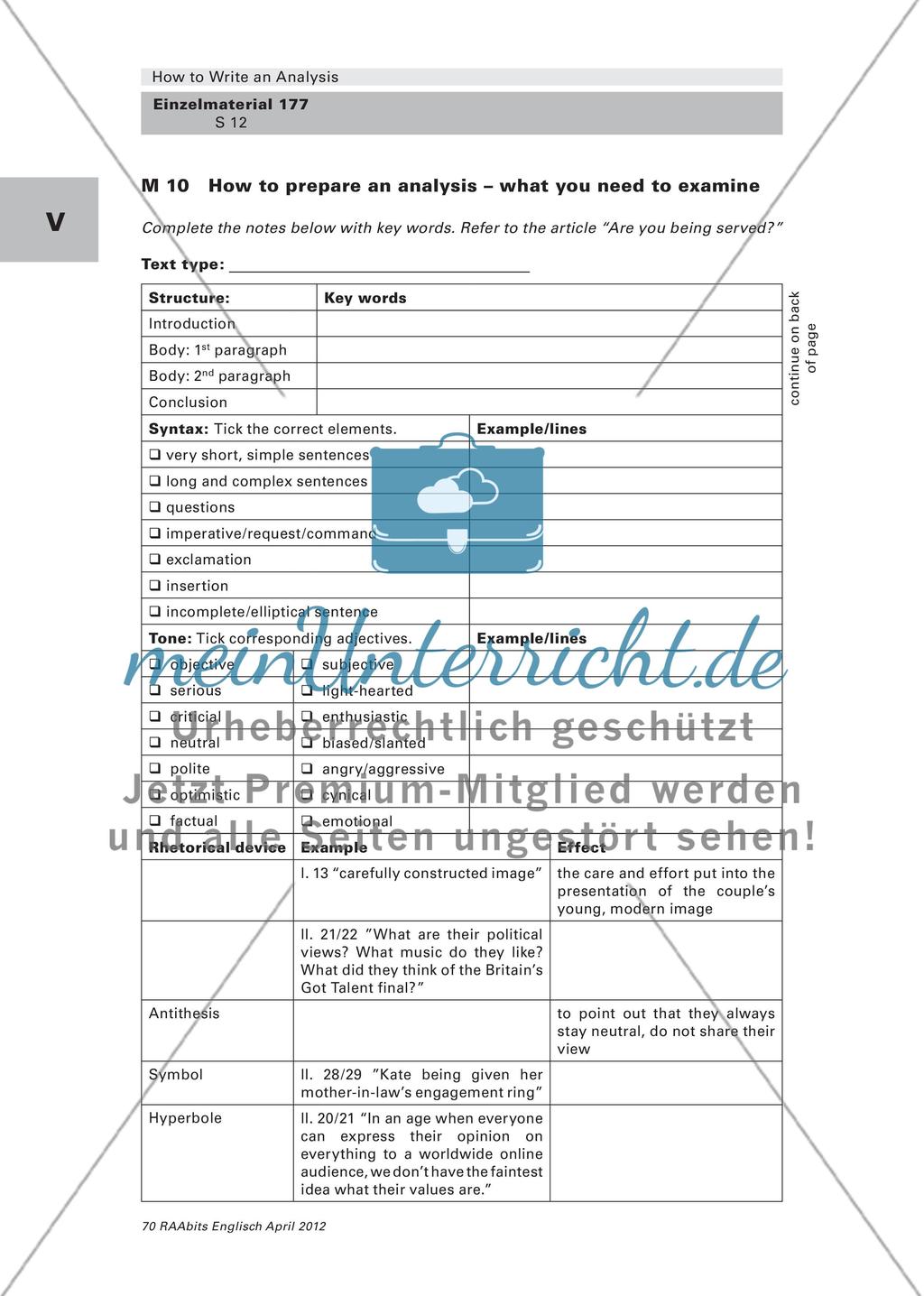 How to Write an Analysis – Methodentraining Teil 2 (Klasse 10–12) Preview 12