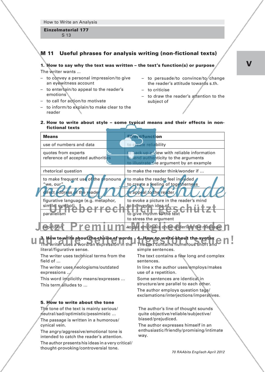 How to Write an Analysis – Methodentraining Teil 2 (Klasse 10–12) Preview 13