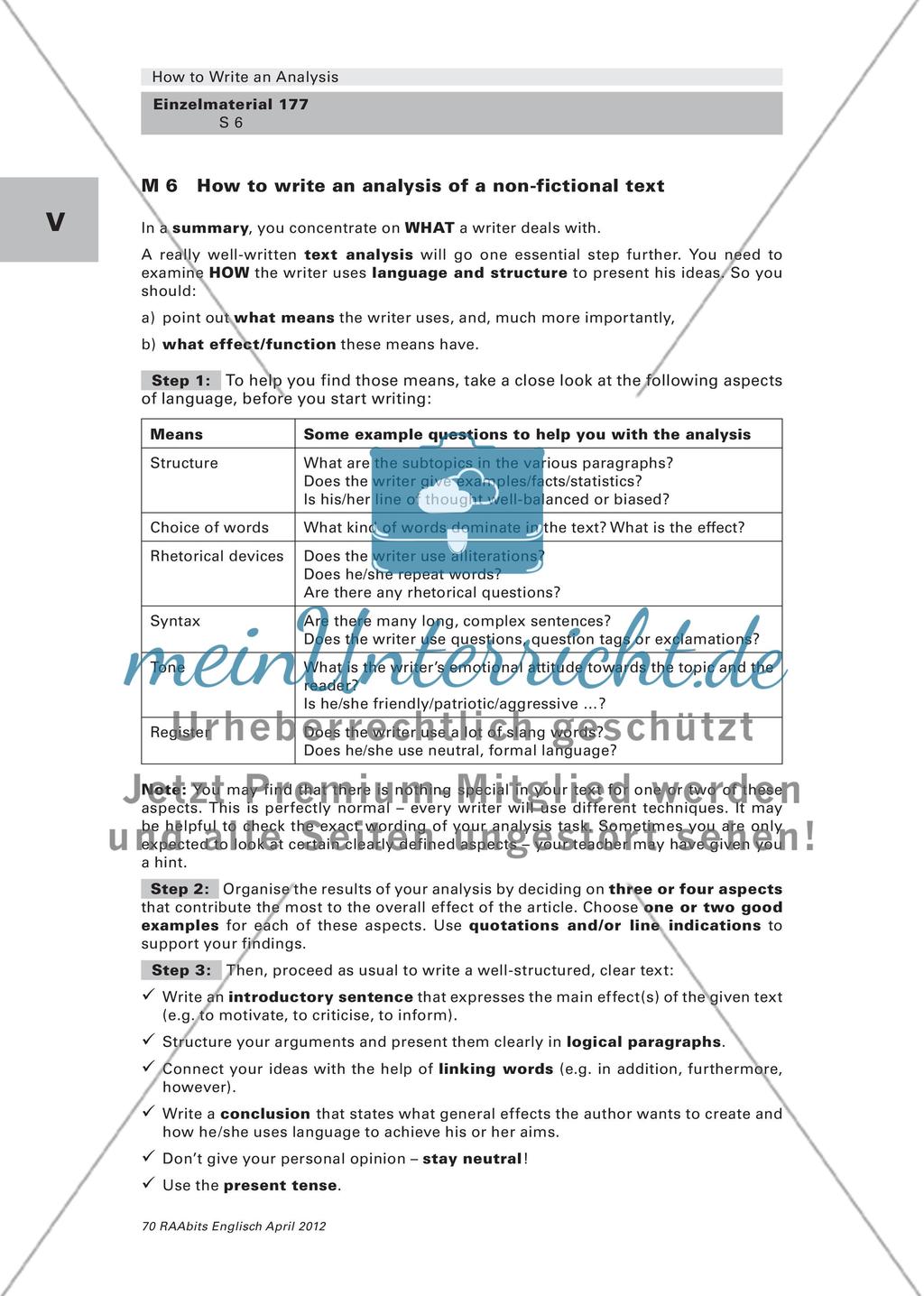 How to Write an Analysis – Methodentraining Teil 2 (Klasse 10–12) Preview 6