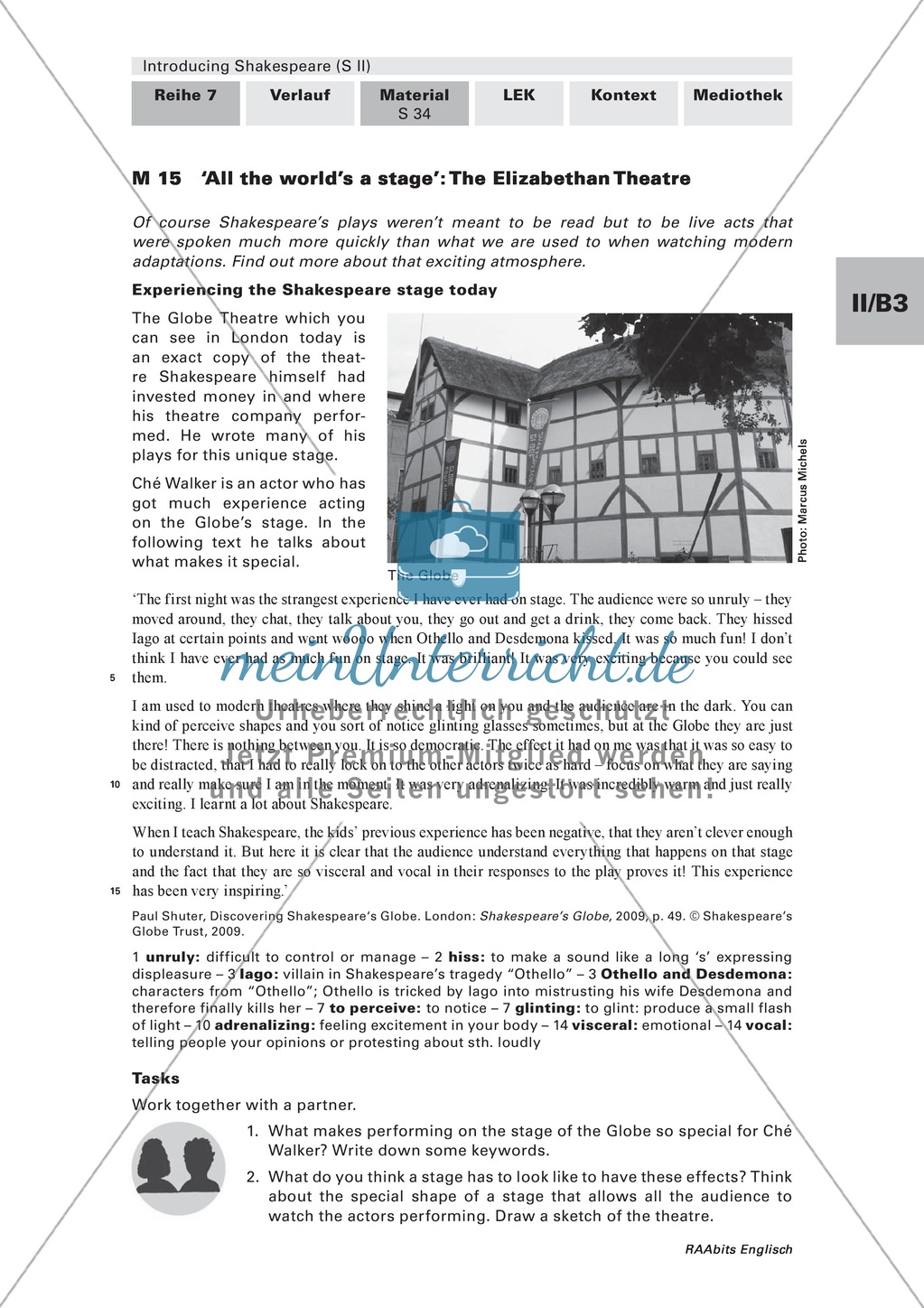 'All the world's a stage' - The Elizabethan theatre (active approach): worksheets and explanations Preview 1