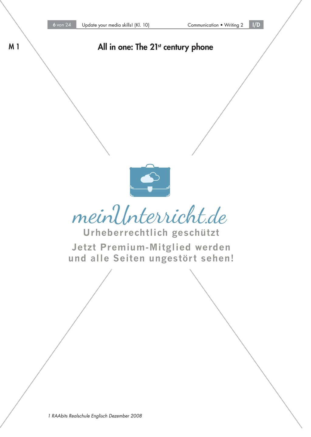 Erste Stunde der Unterrichtseinheit