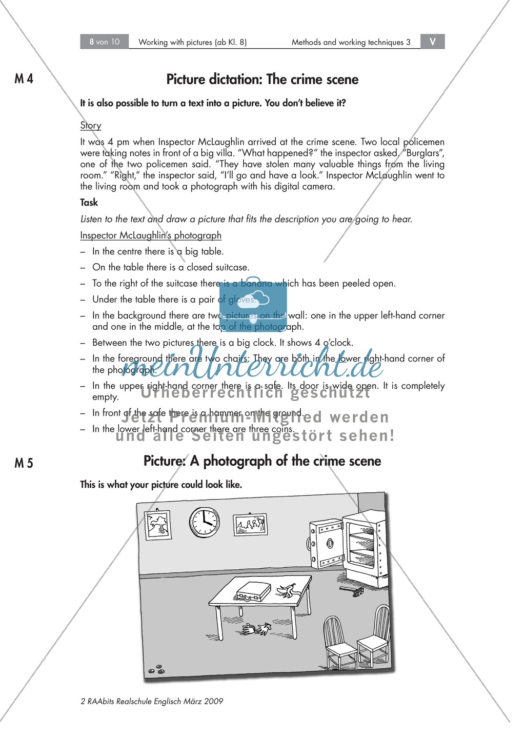 Working with pictures: Bilddiktat und Vergleich der entstandenen Zeichnungen anhand eines Beispiels. Mit didaktischen Anmerkungen und Erwratungshorizont. Preview 1