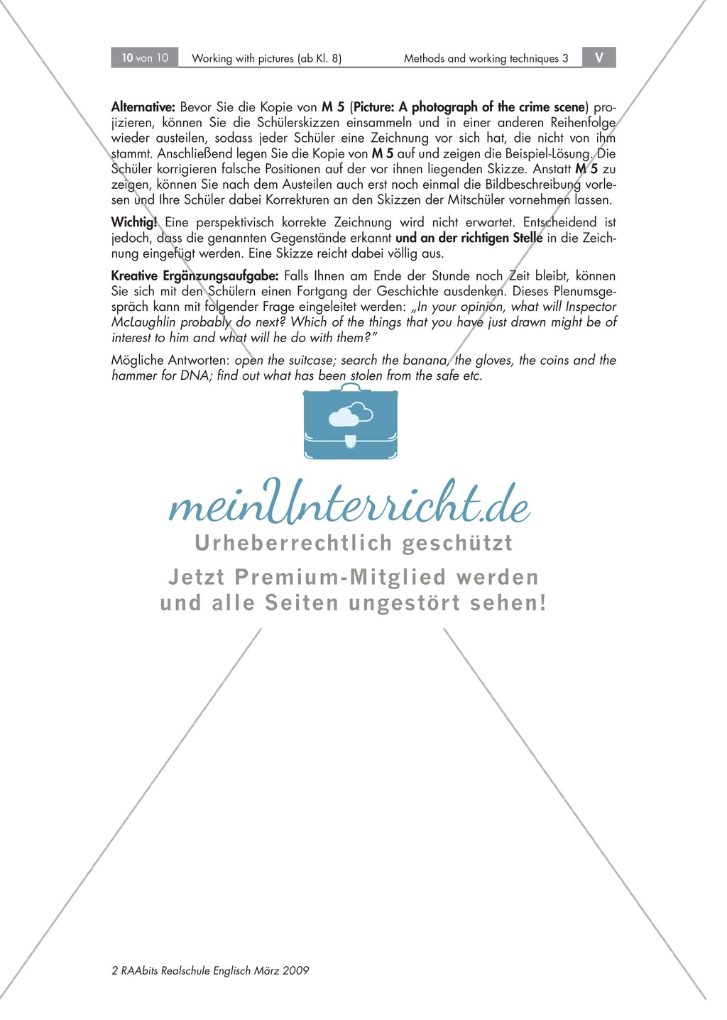 Working with pictures: Bilddiktat und Vergleich der entstandenen Zeichnungen anhand eines Beispiels. Mit didaktischen Anmerkungen und Erwratungshorizont. Preview 3