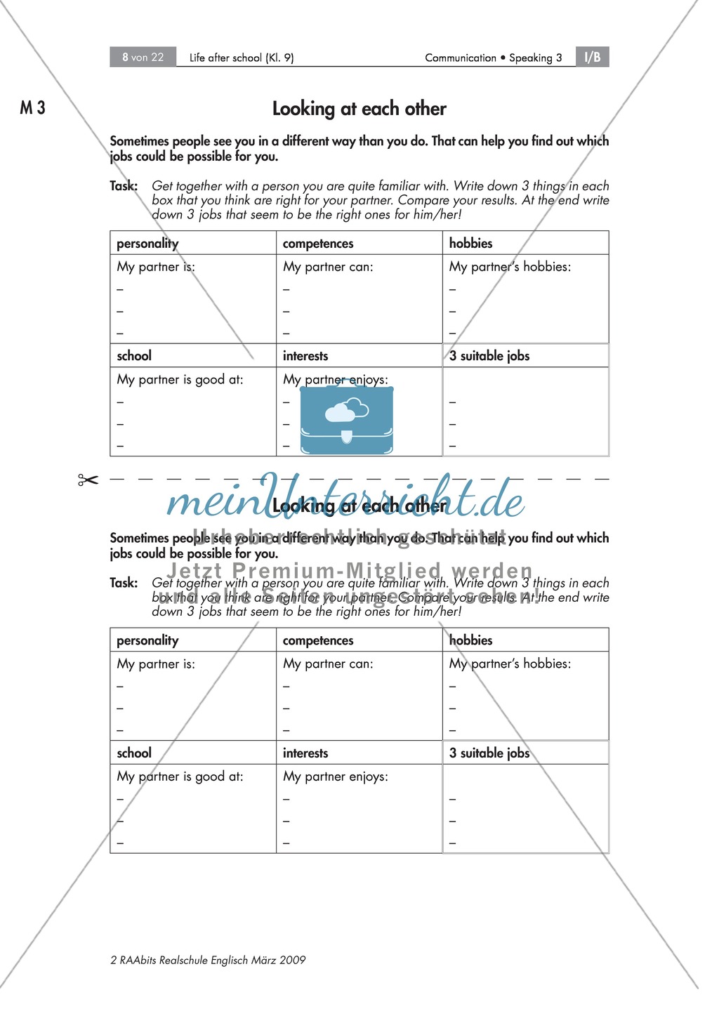 Strategien zur Berufswahl - Reflektieren von Interessen und Fähigkeiten und daraus resultierenden Berufswahlmöglichkeitenvon, Selbst- und Fremdwahrnehmung, mit Questionnaire und Partnerinterview Preview 3
