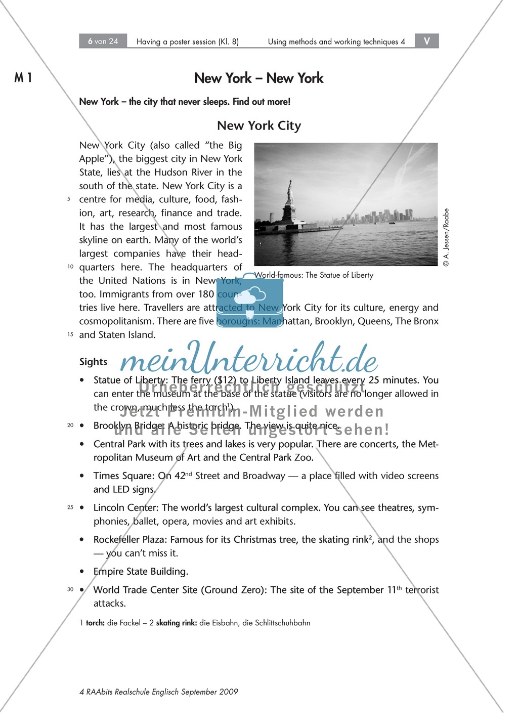 Having a poster session - Sinnentnehmendes Lesen an Texten über US-amerikanische Städte und Nationalparks üben: Übungen + Lösungen Preview 1
