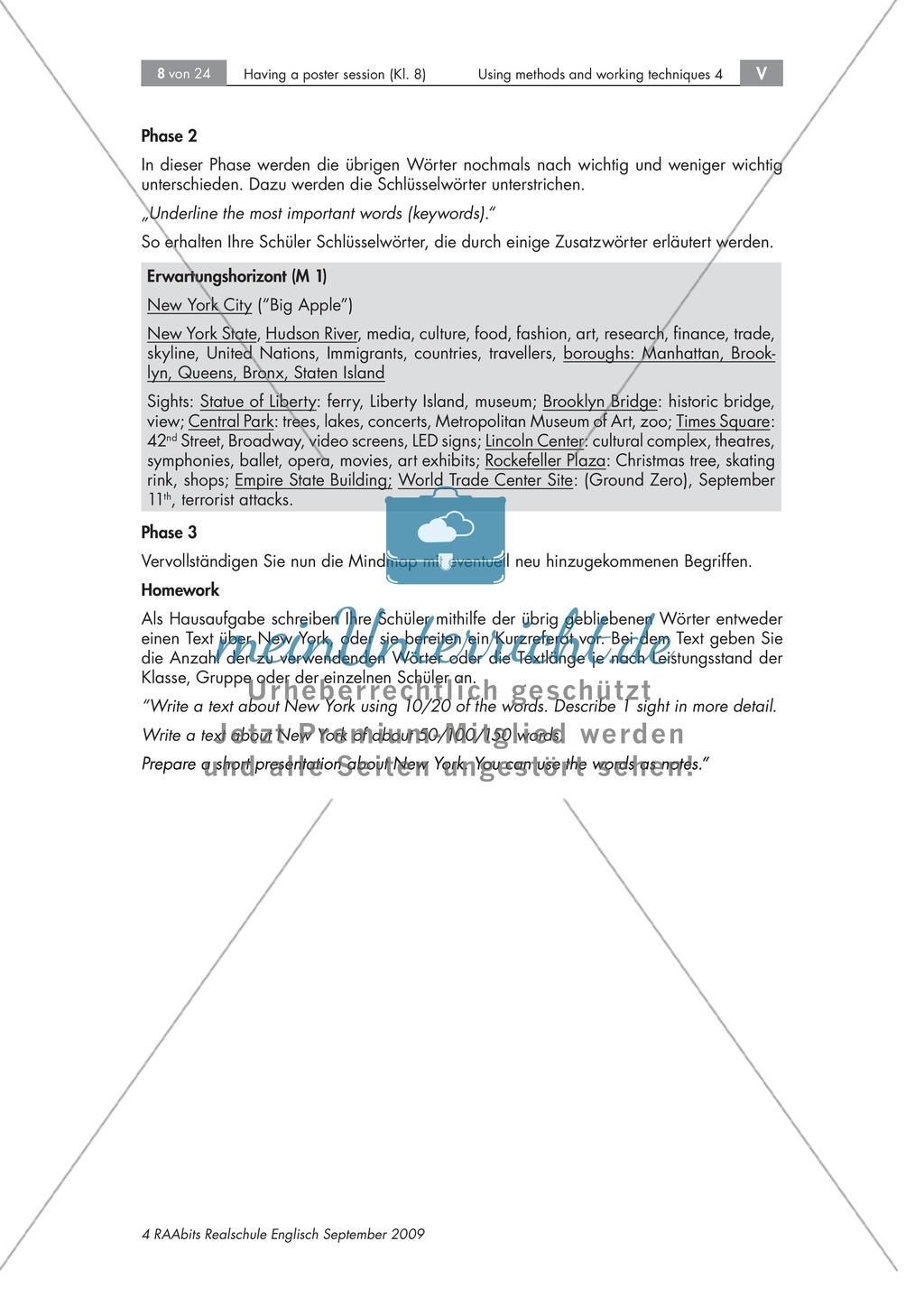 Having a poster session - Sinnentnehmendes Lesen an Texten über US-amerikanische Städte und Nationalparks üben: Übungen + Lösungen Preview 3