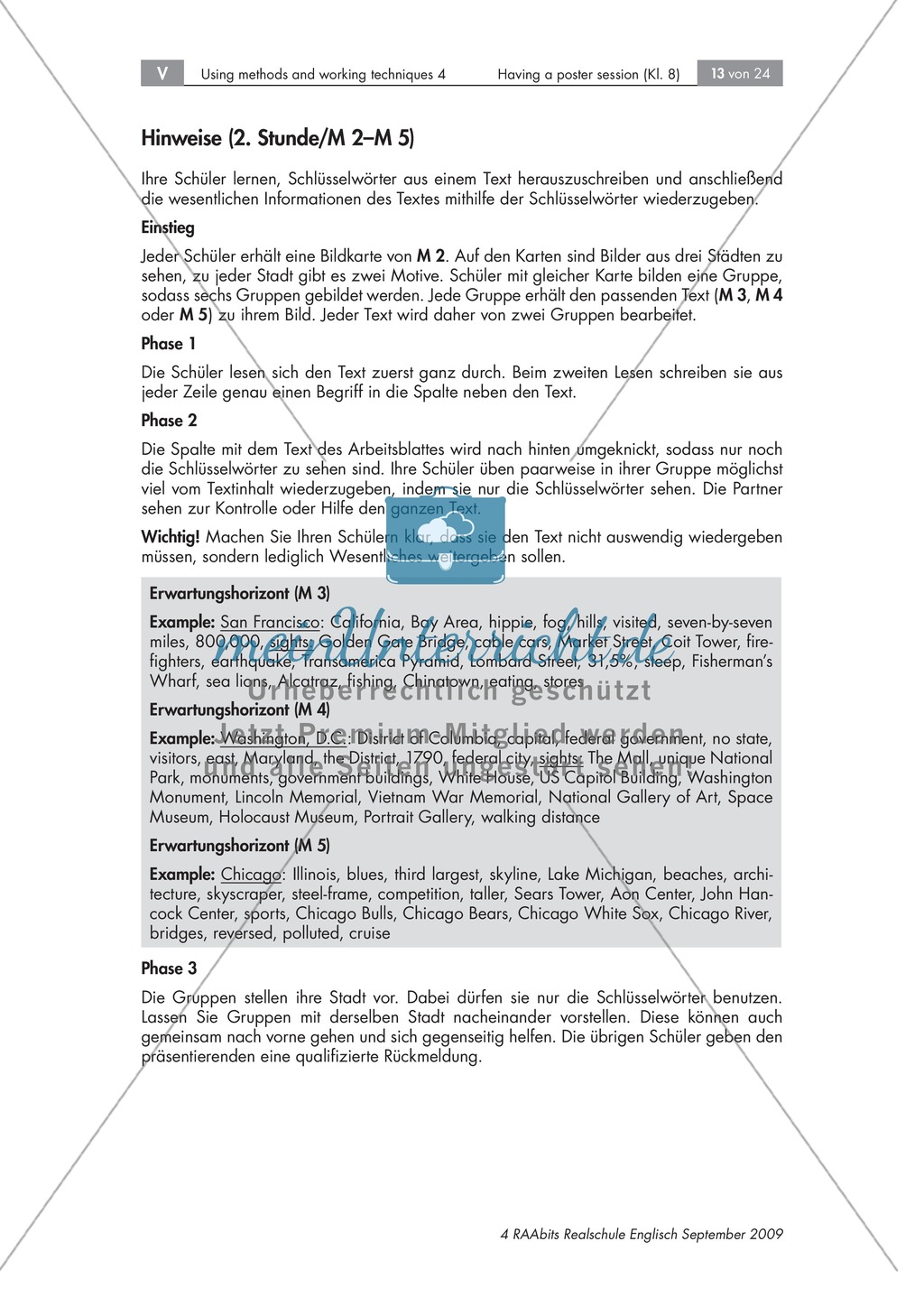 Having a poster session - Sinnentnehmendes Lesen an Texten über US-amerikanische Städte und Nationalparks üben: Übungen + Lösungen Preview 8