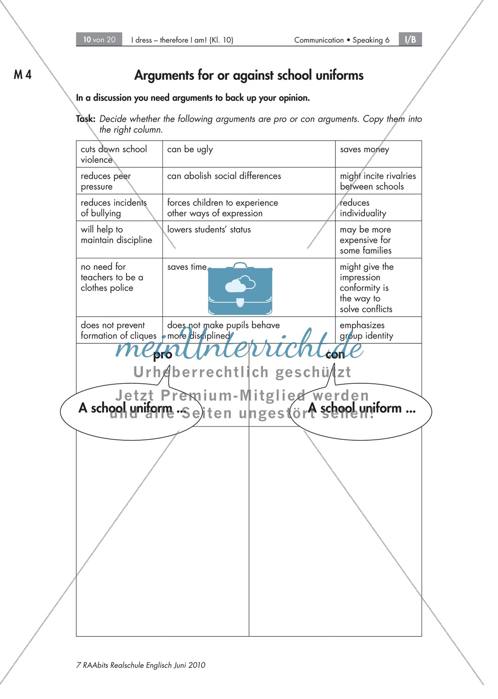 Argumentation zum Thema