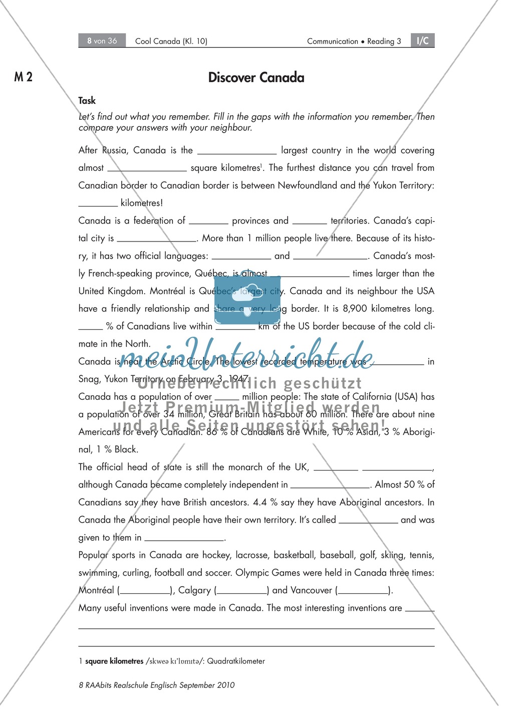 Textarbeit an Sachtexten über Kanada: Übungen zum Textverständnis + Lösungen Preview 2