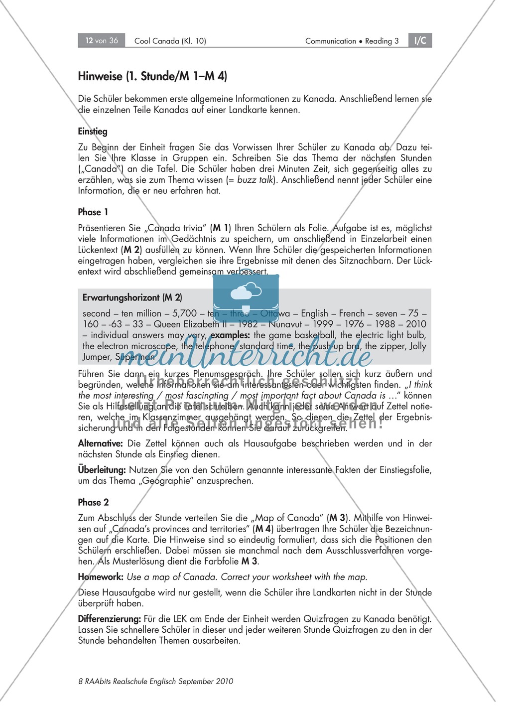 Textarbeit an Sachtexten über Kanada: Übungen zum Textverständnis + Lösungen Preview 6