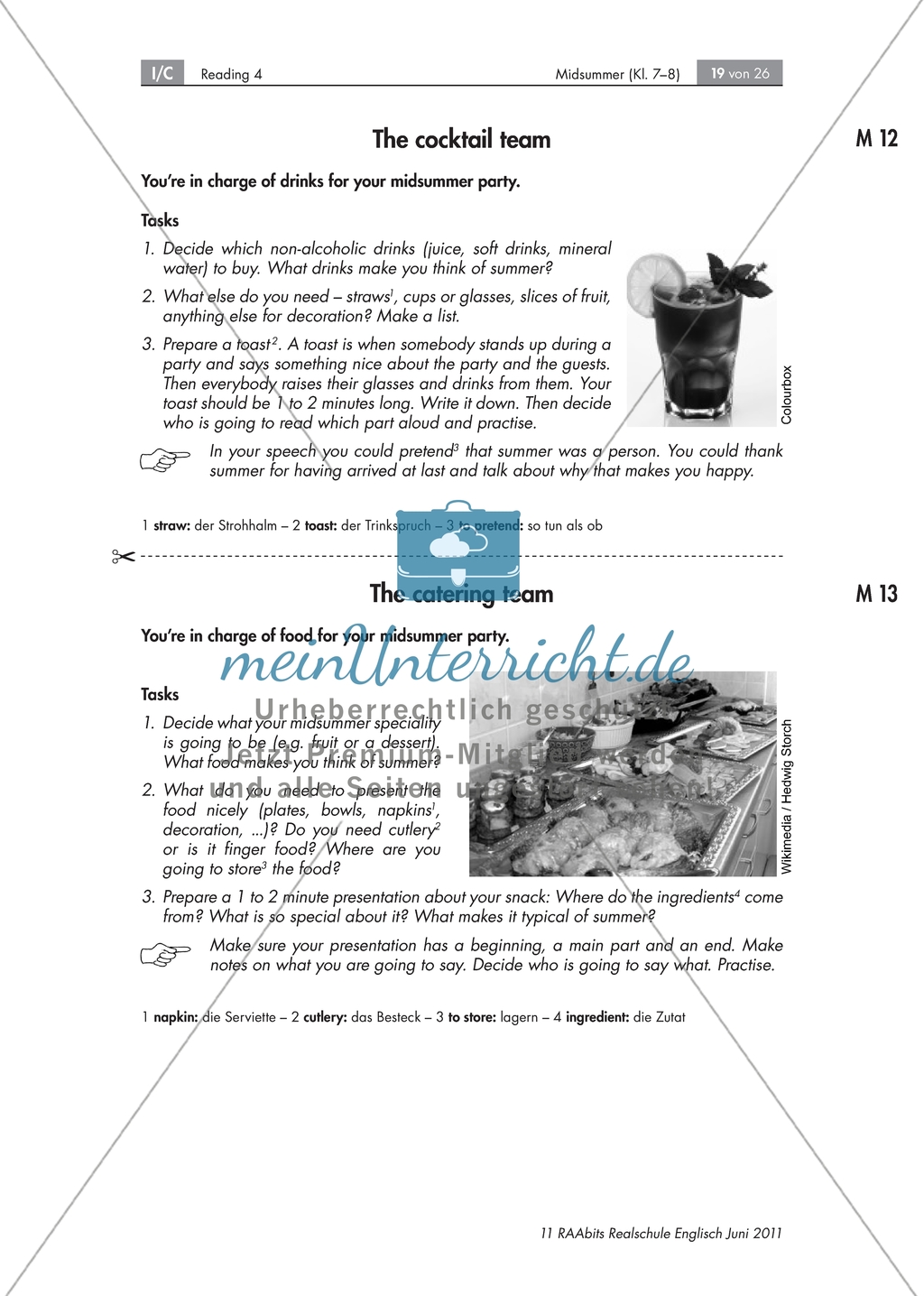 Planning and celebrating a midsummer party: a project. Role cards Preview 1