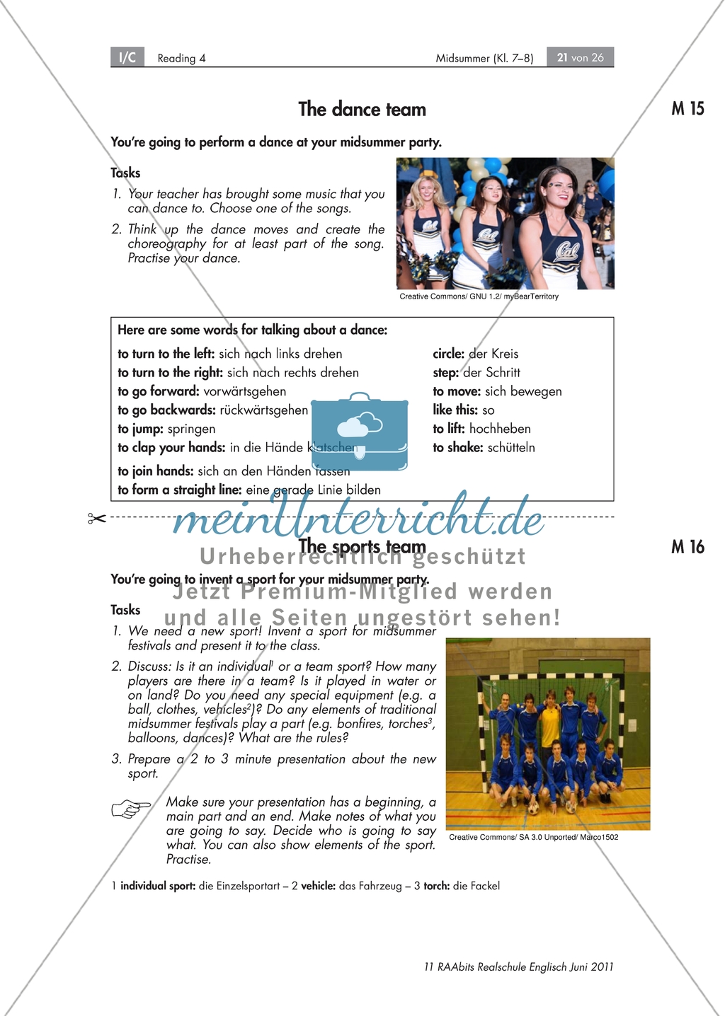 Planning and celebrating a midsummer party: a project. Role cards Preview 3
