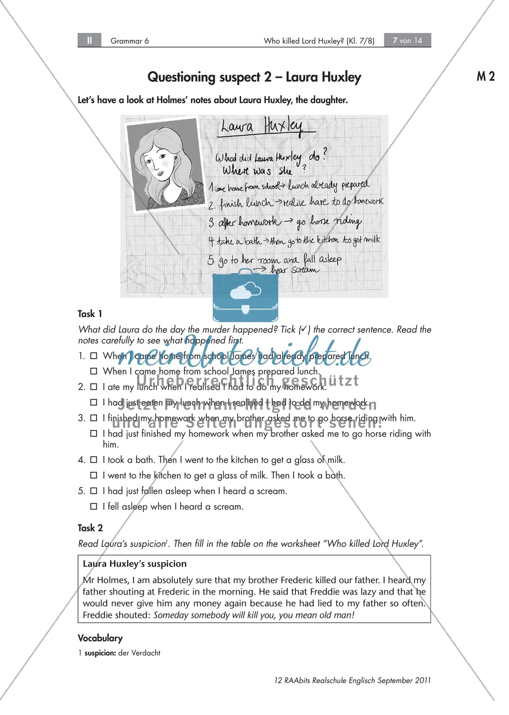 Übungen zum Simple Past und Past Perfect anhand einer Kriminalgeschichte: Hinweise + Übungen Preview 3
