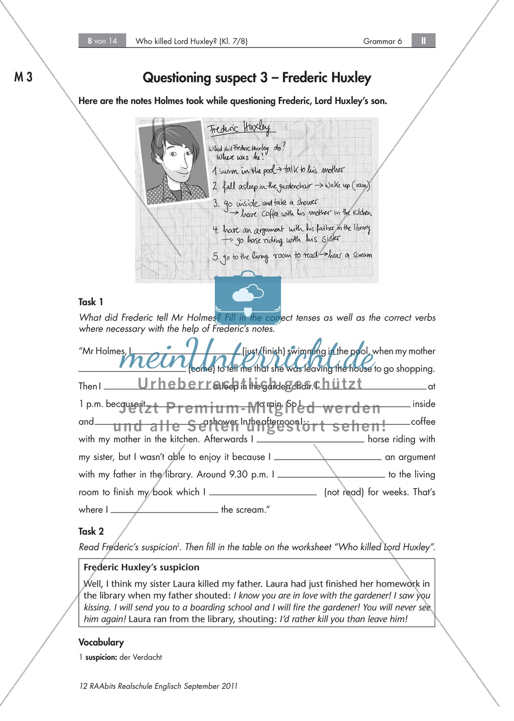 Übungen zum Simple Past und Past Perfect anhand einer Kriminalgeschichte: Hinweise + Übungen Preview 4