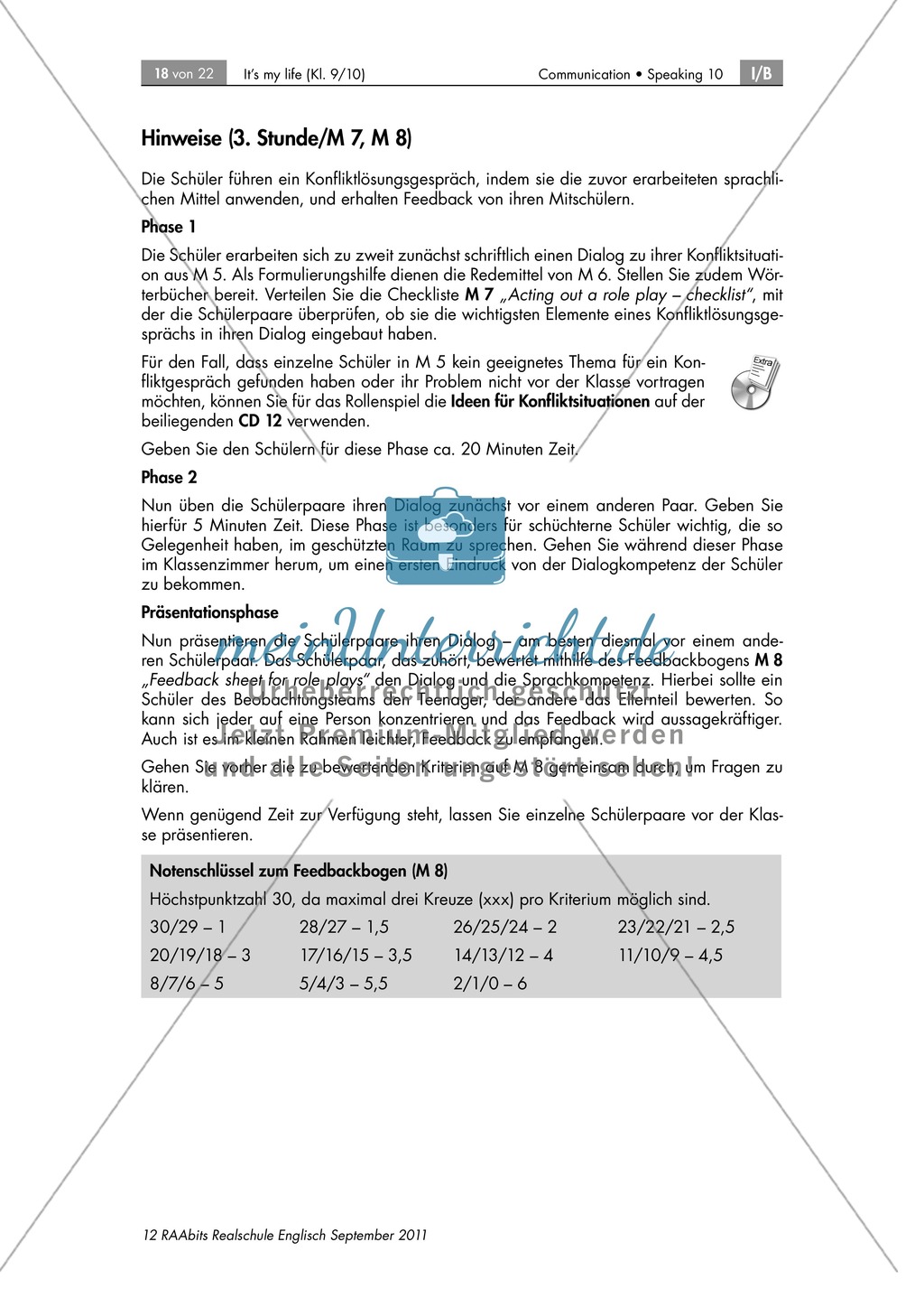 Rollenspiel zum Thema Konfliktlösungsgespräch zwischen Jugendlichem und Eltern(teil), enthält Checklist für das Rollenspiel und Feedback Sheets Preview 3