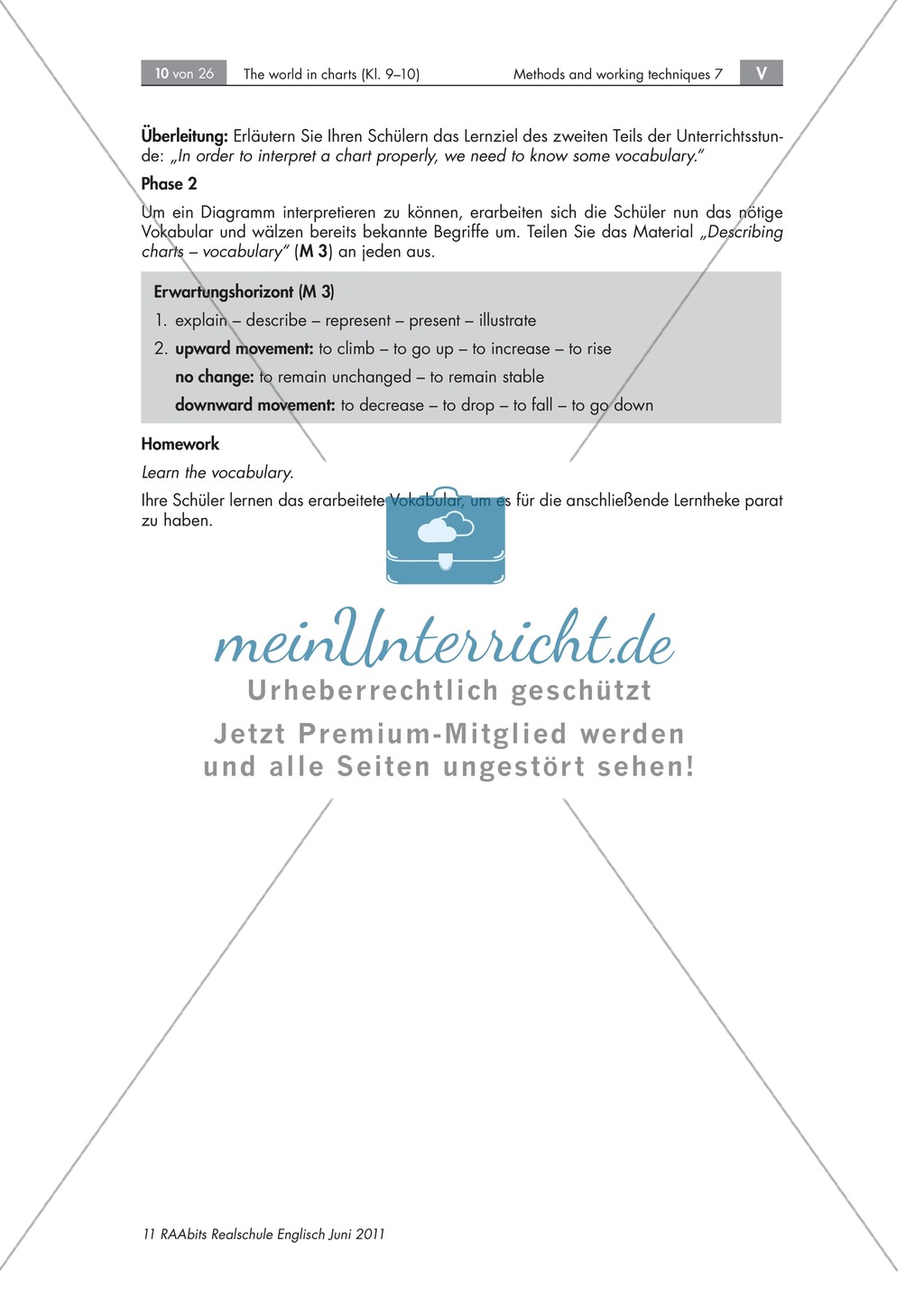 Unterrichtseinheit zur Beschreibung und Interpretation von Diagrammen am Beispiel