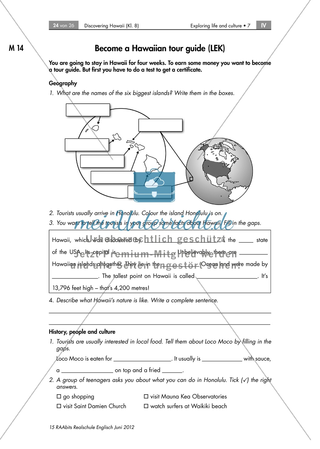 Landeskunde Hawaii anhand eines Gruppenpuzzles: Übungen + Lösungen Preview 19