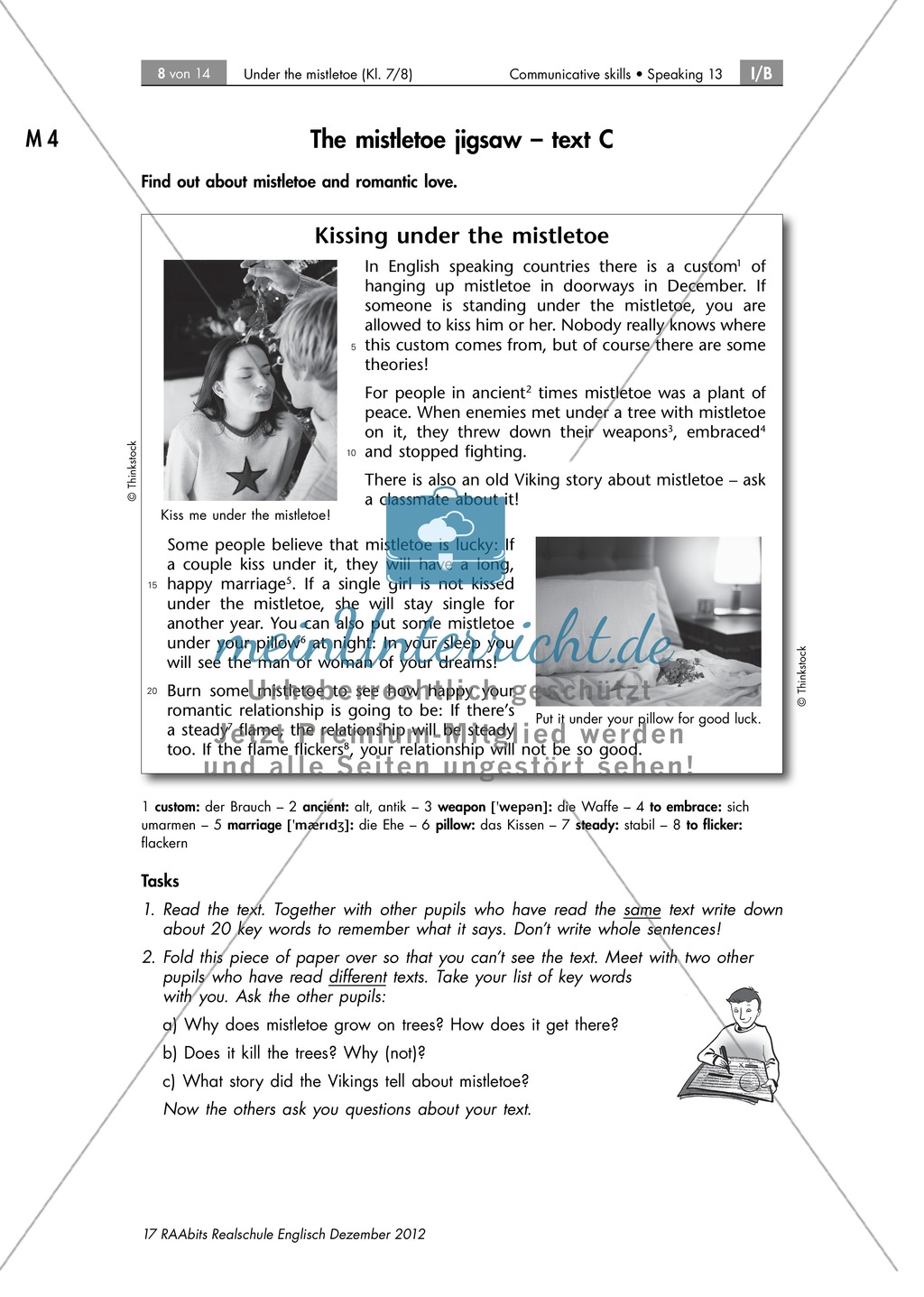 All about the mistletoe: Informationstexte zum Mistelzweig und Weihnachten. Mit Bild als Wortschatzübung, didaktischen Anmerkungen und Erwartungshorizont. Preview 4