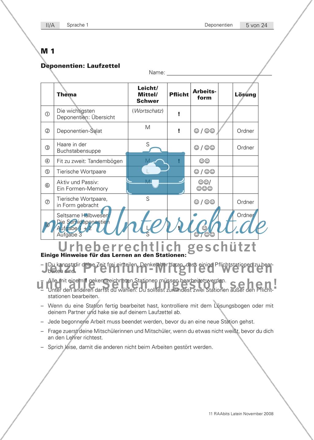 Kreuz und quer: Übungen zur Wiederholung der Deponentien Preview 1
