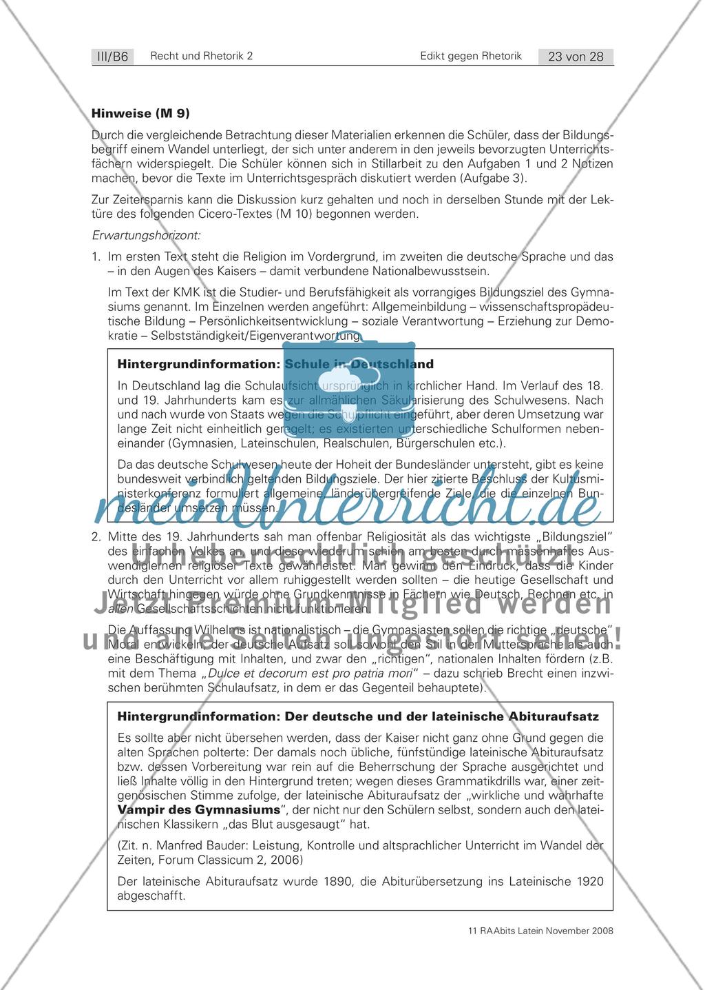 Was ist Bildung? Beispiele aus Deutschland / Wozu Rhetorik? Cicero und das Edikt des Crassus Preview 3