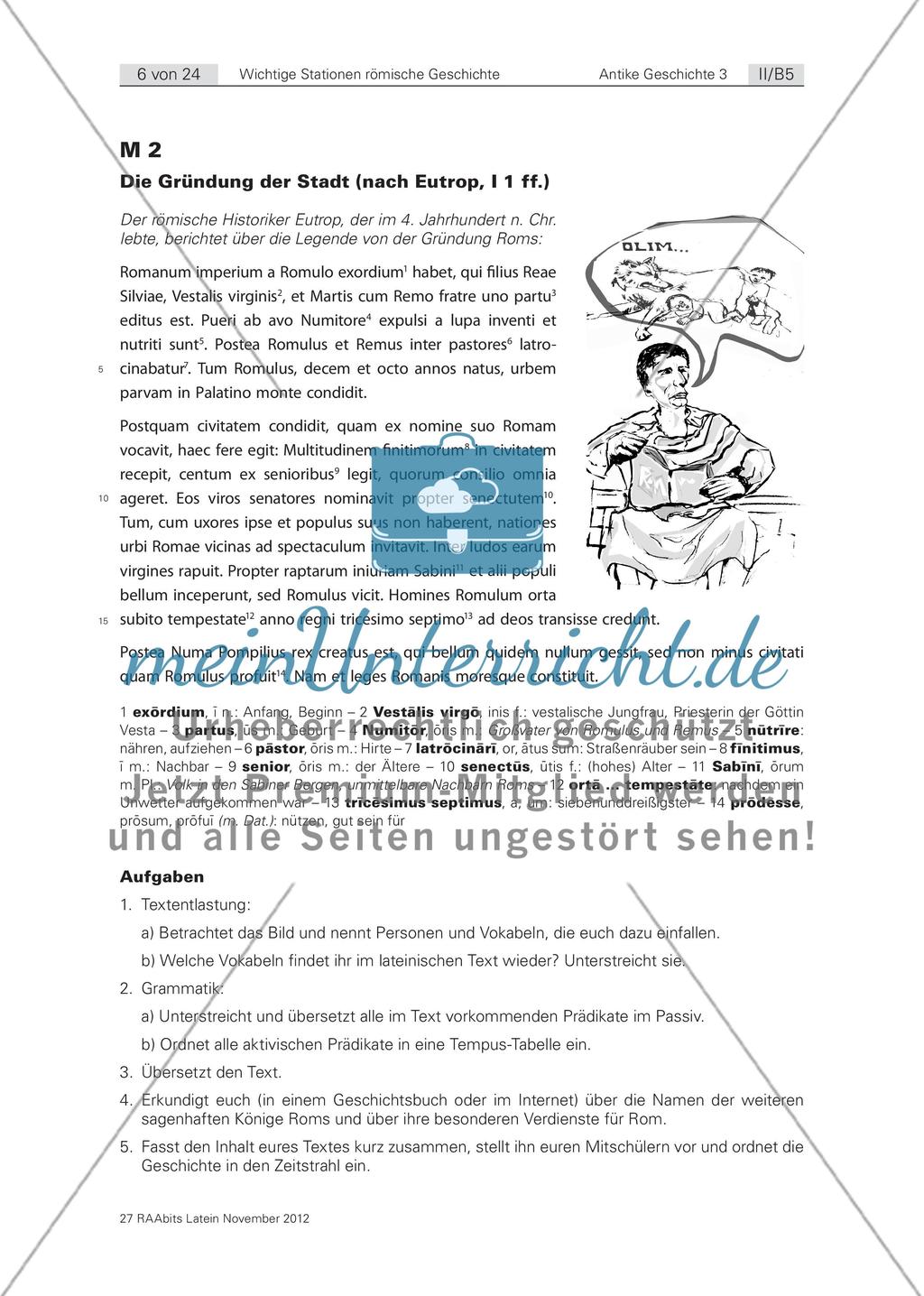 Wichtige Stationen der römischen Geschichte – Textarbeit Preview 1