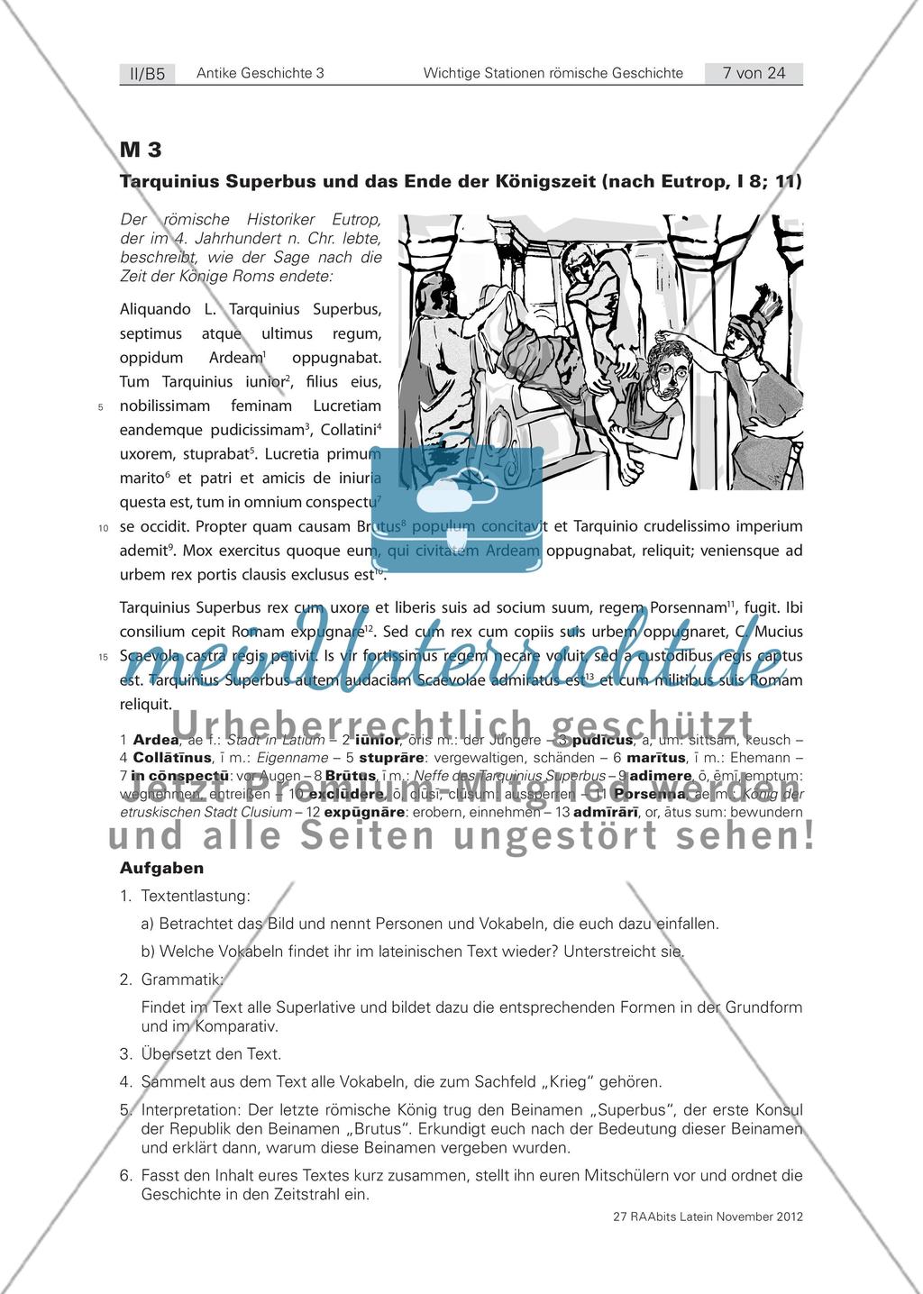 Wichtige Stationen der römischen Geschichte – Textarbeit Preview 2