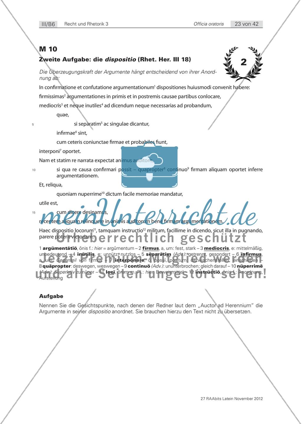 Zweite Aufgabe: die dispositio / Dritte Aufgabe: die elocutio Preview 1