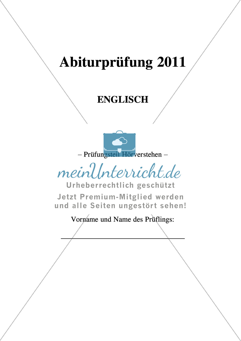 Abiturprüfung 2011 - Prüfungsteil Hörverstehen Preview 1