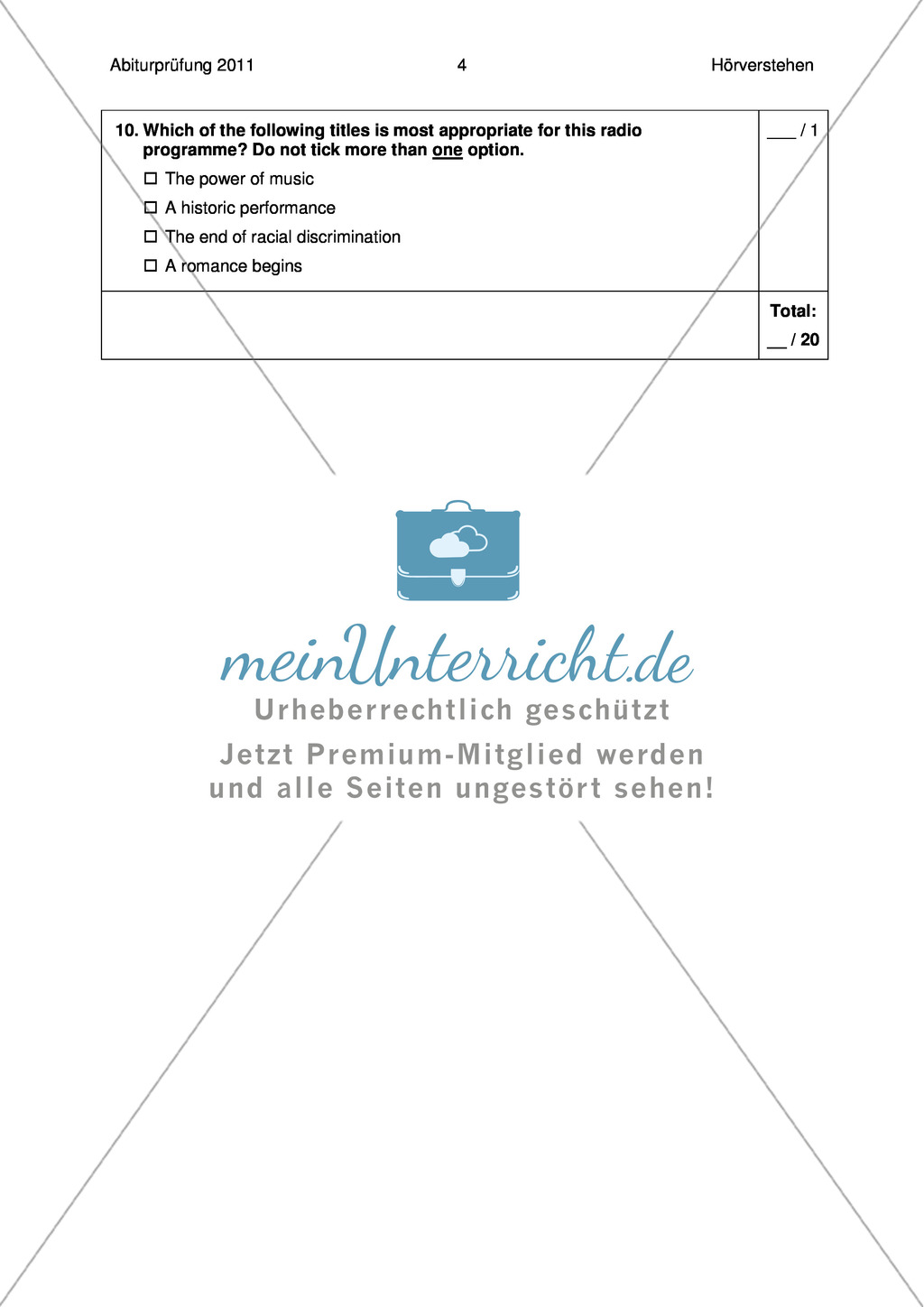 Abiturprüfung 2011 - Prüfungsteil Hörverstehen Preview 4