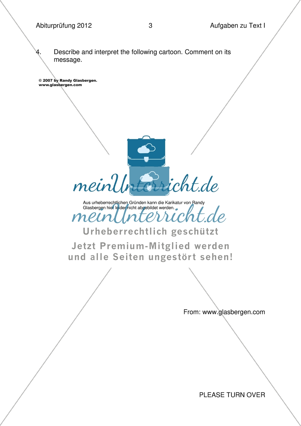Abiturprüfung Bayern 2012 - Textaufgabe I + Aufgabenteil Preview 2