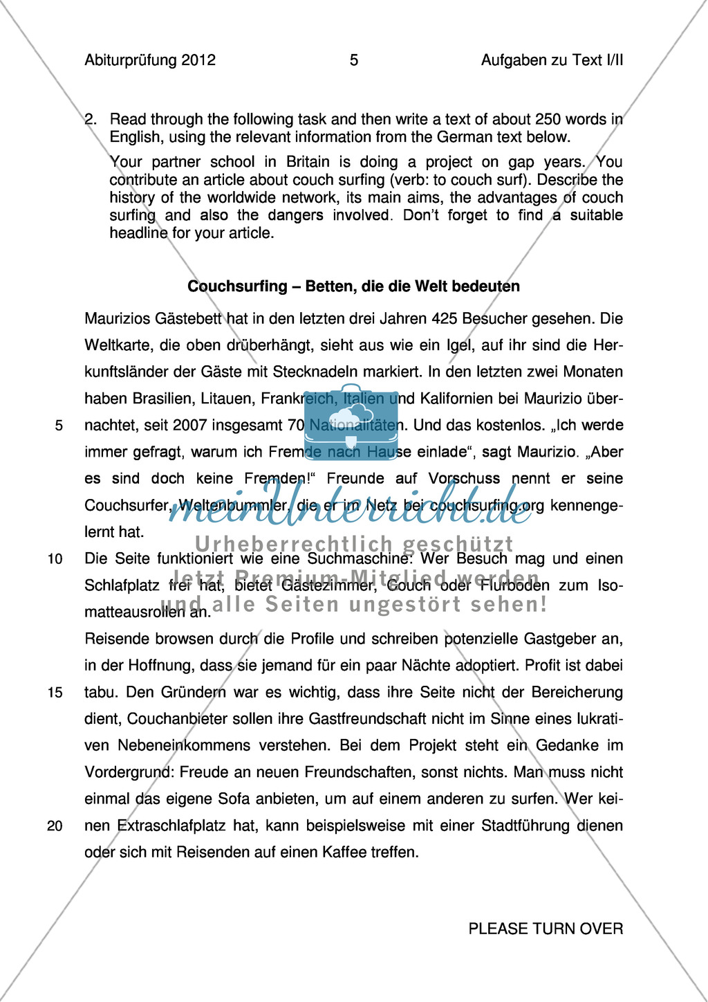 Abiturprüfung Bayern 2012 - Textaufgabe I + Aufgabenteil Preview 4