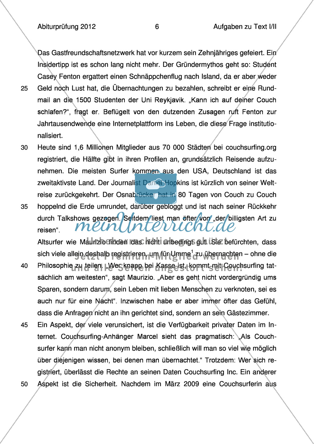 Abiturprüfung Bayern 2012 - Textaufgabe I + Aufgabenteil Preview 5