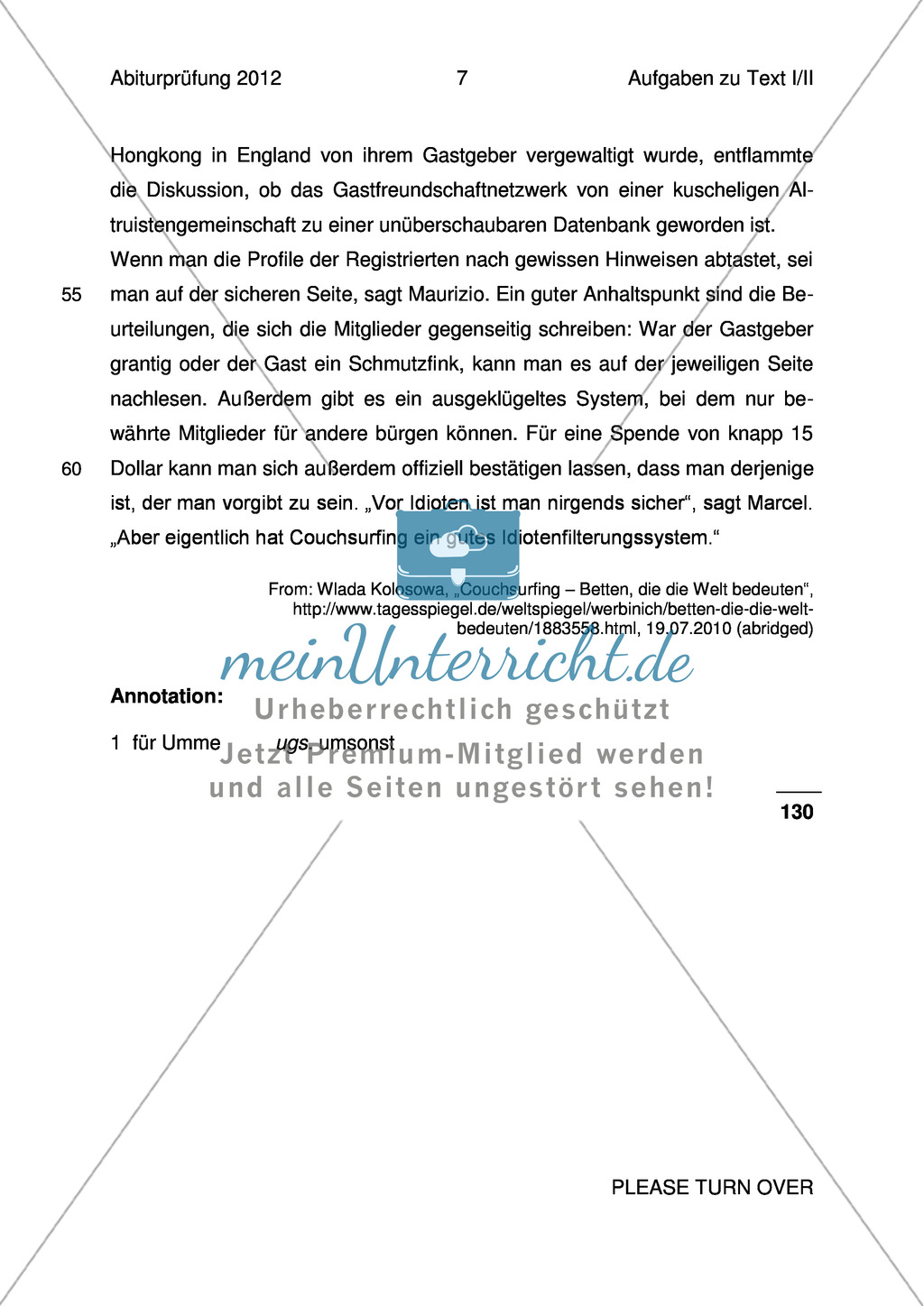 Abiturprüfung Bayern 2012 - Textaufgabe I + Aufgabenteil Preview 6