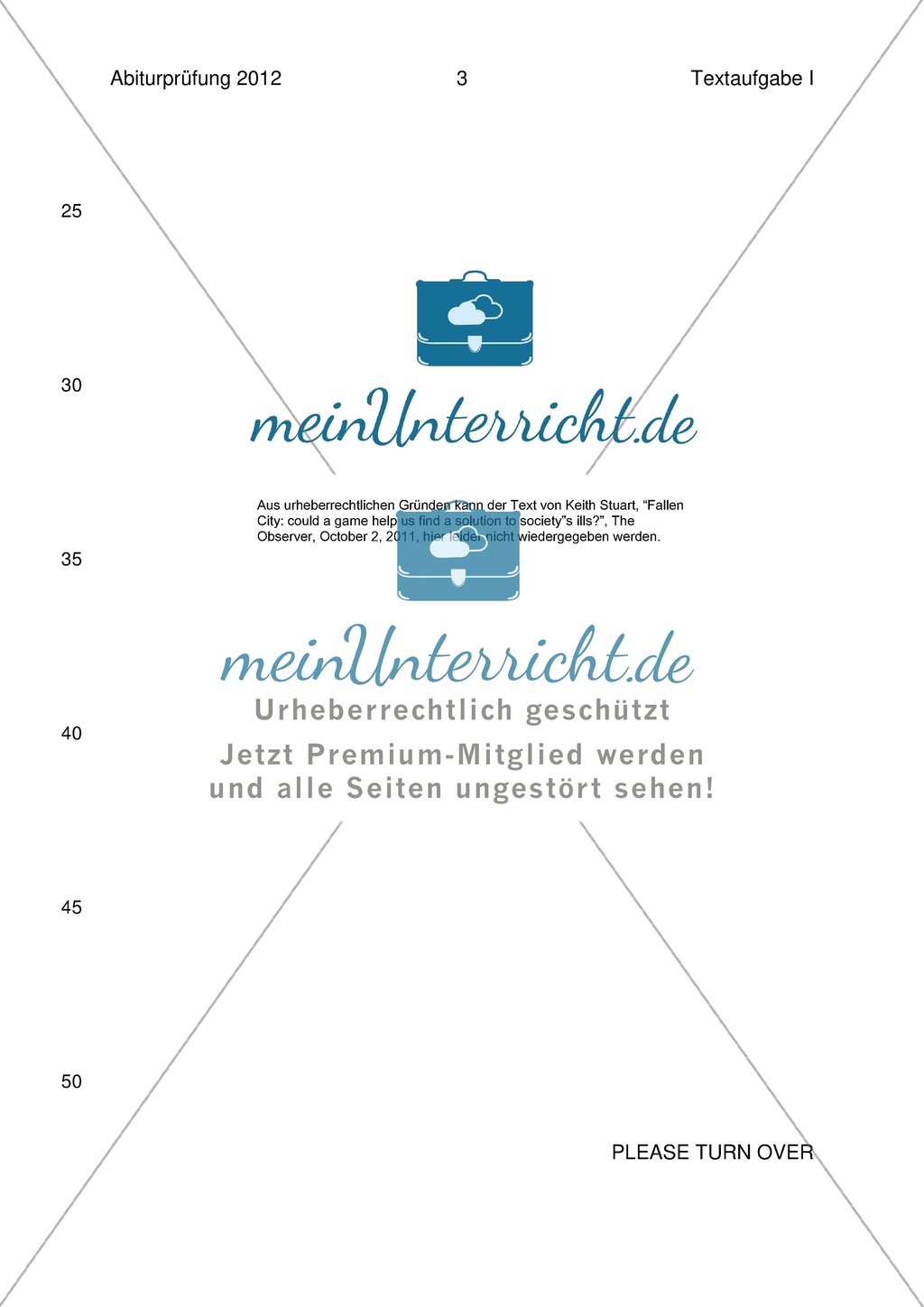 Abiturprüfung Bayern 2012 - Textaufgabe I + Aufgabenteil Preview 9