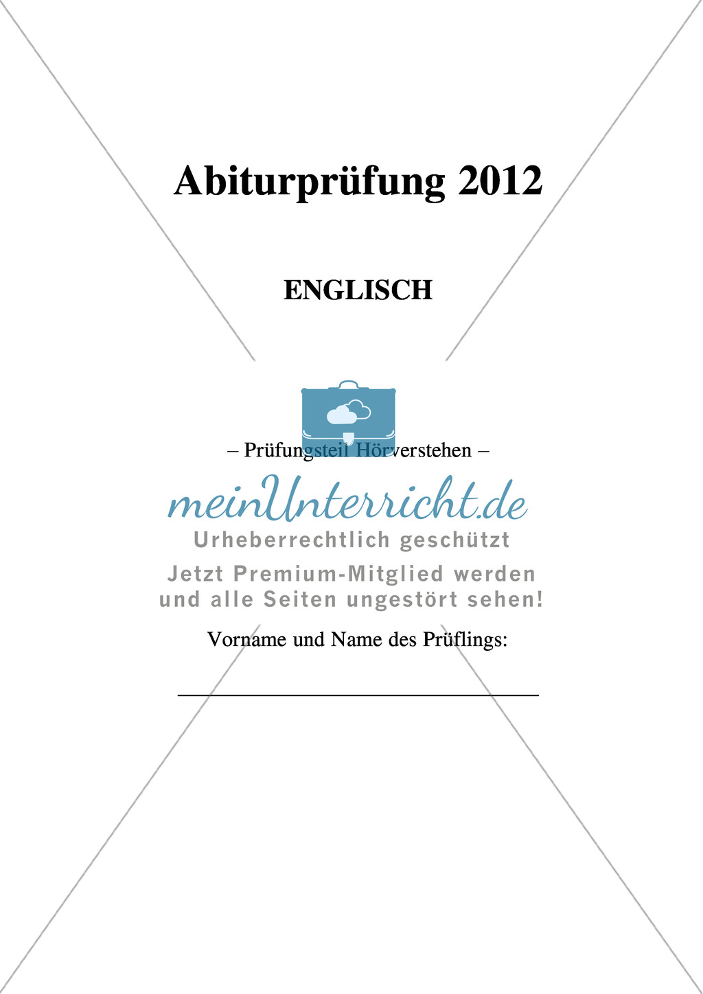 Abiturprüfung Bayern 2012 - Prüfungsteil Hörverstehen Preview 1