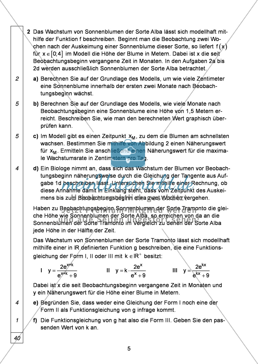 Abituraufgaben Bayern 2012 für Mathematik: Aufgabe zum Thema Analysis - Aufgabengruppe I Preview 3