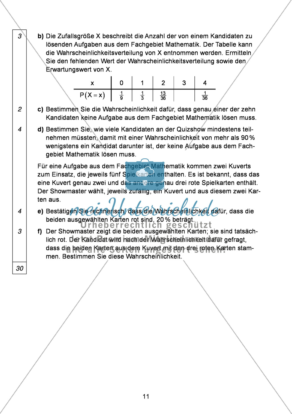 Abituraufgaben Bayern 2012 für Mathematik: Aufgabe zum Thema Stochastik - Aufgabengruppe I Preview 2