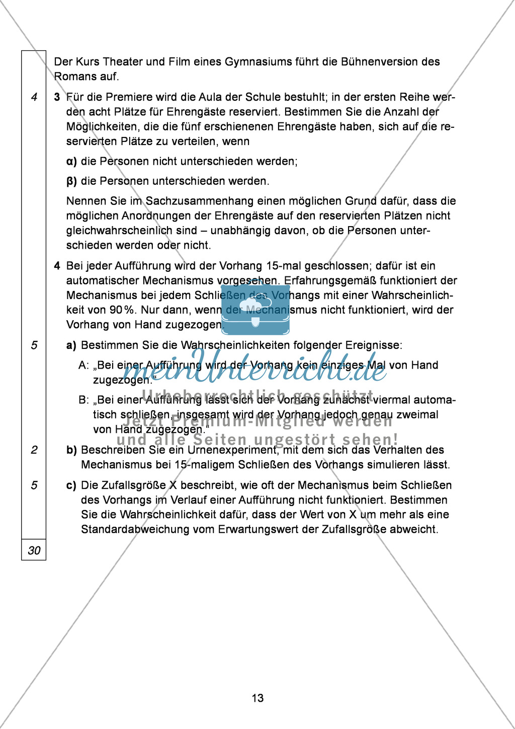 Abituraufgaben Bayern 2012 für Mathematik: Aufgabe zum Thema Stochastik - Aufgabengruppe II Preview 2