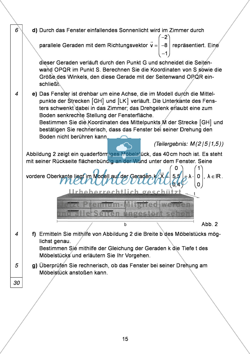 Abituraufgaben Bayern 2012 für Mathematik: Aufgabe zum Thema Geometrie - Aufgabengruppe I Preview 2