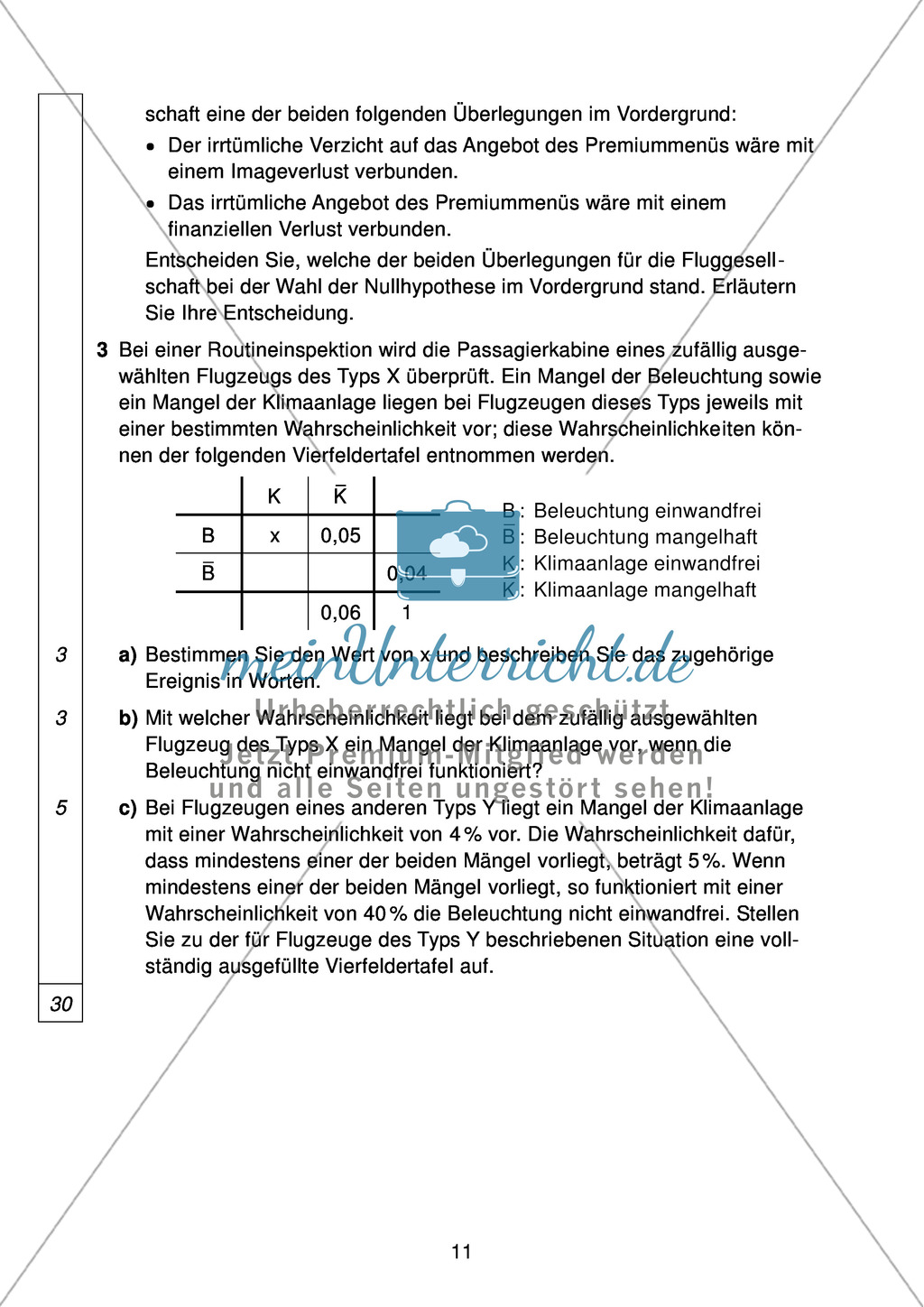 Abituraufgaben Bayern 2011 für Mathematik: Aufgaben zu Analysis, Stochastik und Geometrie Preview 10